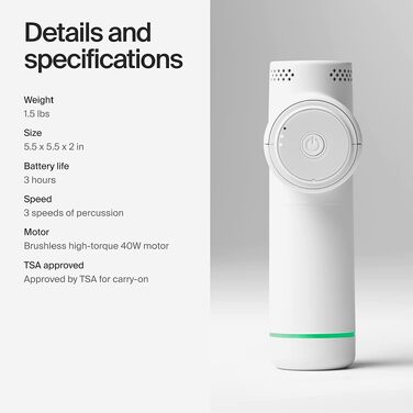Перкусійний масажер Hyperice Hypervolt Go 2 для глибокого масажу тканин, чорно-білий