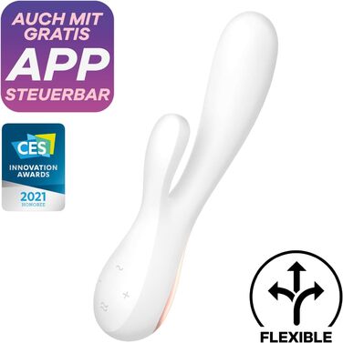 Vibrator Satisfyer Mono Flex Connect App G-Punkt | Силіконовий вібратор з керуванням через додаток | Стимулятор G-точки та клітора | Для жінок | Швидка зарядка