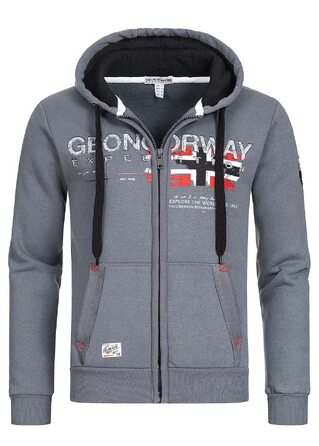 Чоловіча толстовка на блискавці Geographical Norway з капюшоном, темно-сіра, розмір S