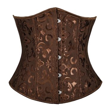 Корсет TRIWORKS для жінок: корсаж, бюстгальтер, сатиновий корсет з шнурівкою, стегновий фіксатор для Хелловіну та карнавалу, XS-XXL, коричневий