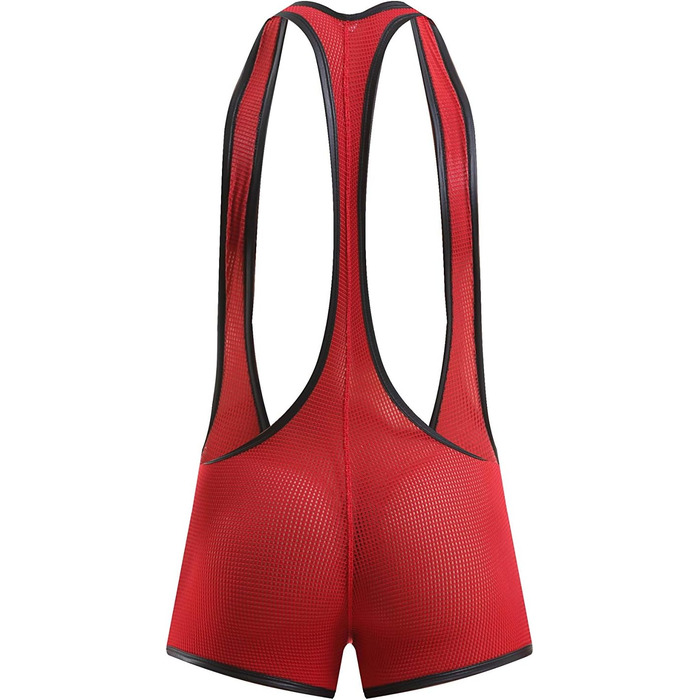 Чоловічий боді з сітки Swbreety для боротьби та тренувань, лонгсліп, червоний, розмір M