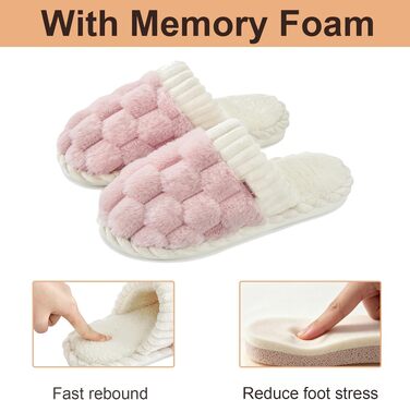 Жіночі зимові домашні капці з ефектом пам'яті (Memory Foam), теплі та м'які, персиково-рожеві, розмір 38.5/40 EU