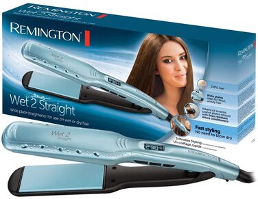 Випрямляч для волосся Remington Wet2Straight S7350 для вологого та сухого волосся, широкі пластини, LCD-дисплей, 140-230°C, бірюзовий