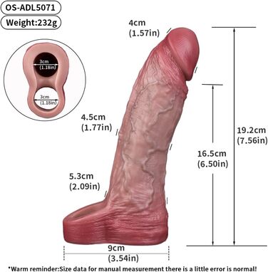 Реалістичний пеніс-сleeve з кільцем для яєчок та структурою вен, для подовження та продовження часу, збільшення пеніса, масаж G-точки, секс-іграшка для пар (OS-ADL5071)