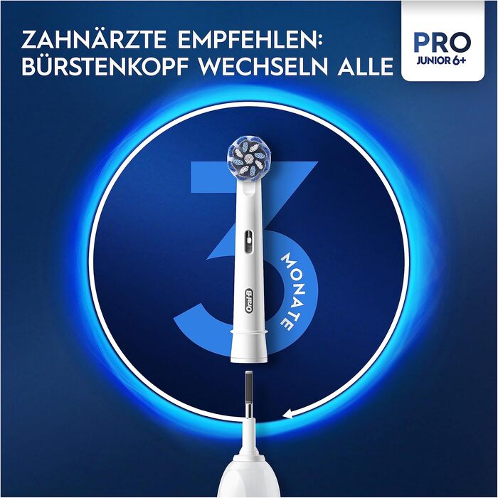 Електрична зубна щітка для дітей Oral-B Pro Junior, фіолетова, 3 режими чищення, м'яка щетина, для дітей від 6 років, з 1 насадкою