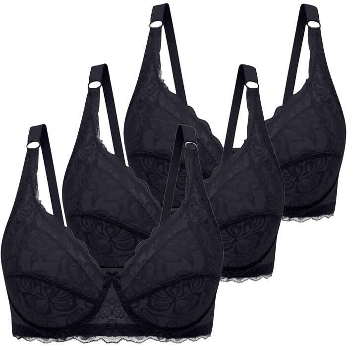 3 шт. комплект бюстгальтерів без кісточок для жінок CXCX Push Up мереживний, з регульованими бретелями, м'який та зручний. Білий+рожевий+чорний