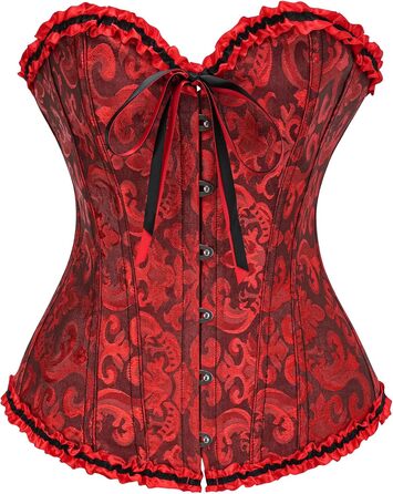 Корсетний топ CSKJ для жінок: готичний, вінтажний, з мереживом, для повних грудей, бавовняний, для схуднення, для вечірки, XL, A13_Wein