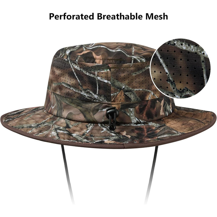 Унісекс сонцезахисний капелюх BASSDASH для риболовлі та походів, водовідштовхуючий з UPF 50+ та вентиляційною сіткою, регульований (один розмір, колір: осінній ліс)