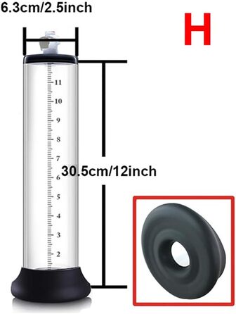 Насадка для вакуумного насоса для збільшення пеніса з кільцем та шкалою, прозора трубка для ерекції, допомога при імпотенції, збільшення пеніса, секс-іграшка (D:22.9 * 6.35cm) (H:30.5*6.35cm)