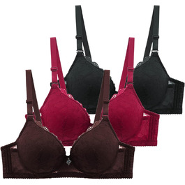 3 шт. Комплект класичних мереживних бюстгальтерів BHS для жінок з кісточками, спортивний пуш-ап, регульований бюст, комфортний, безшовний, з підкладкою, сексуальний, для тренувань, сну, нижня білизна, 80B