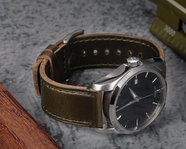 Вінтажний шкіряний ремінець для годинника Horween зі швидким випусканням, 24мм, зелений