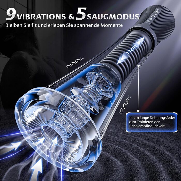 Електричний секс-іграшка для чоловіків Gobeken: вібрація, вакуум, керування через додаток, мастурбатор, пеніспампуватор, 2 лінійки