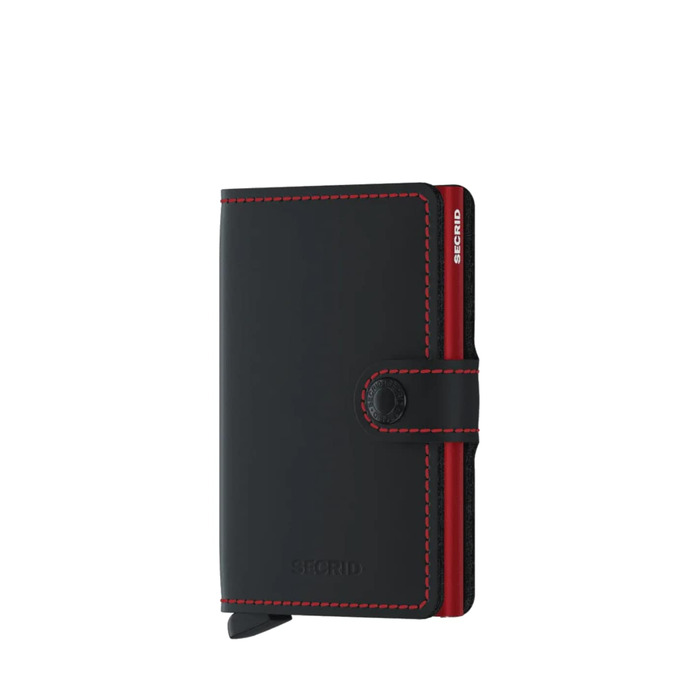 Стильний компактний гаманець-картхолдер Secrid Miniwallet Matte (чорний та червоний), 10.2 x 6.5 x 2.1 см, унісекс