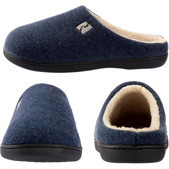 Чоловічі домашні капці RockDove з підкладкою Sherpa та ефектом пам'яті Memory Foam, темно-сині, розмір 42/43 EU