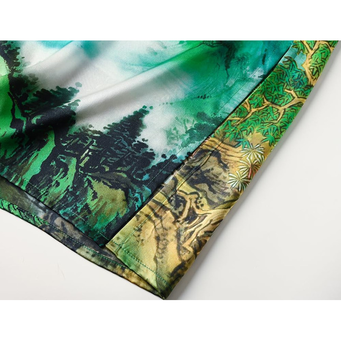 Шовковий халат-кімоно Ledamon для жінок, довгий, 100% шовк - класичний квітковий халат, нічна сорочка (універсальний розмір, пейзаж, весна)