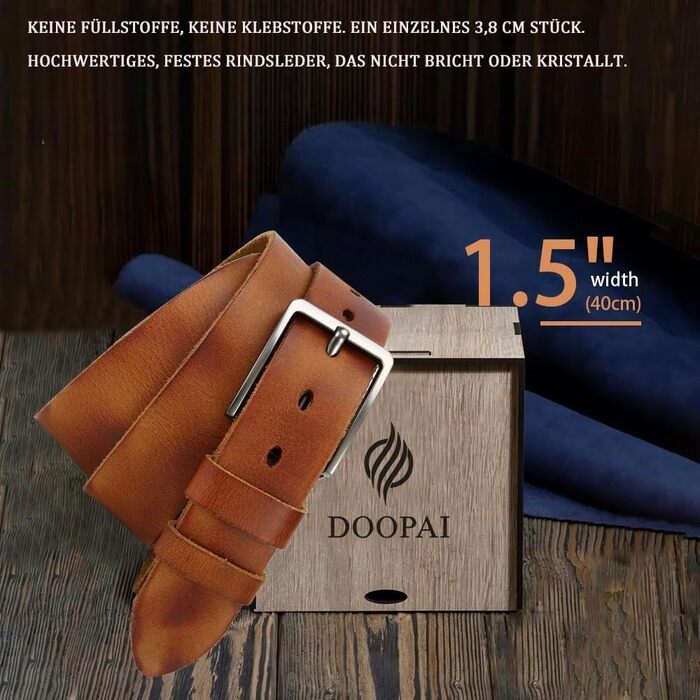 Шкіряний ремінь чоловічий DOOPAI Casual Cowboy, 40 мм, регульований (колір: пісочно-жовтий, довжина 145 см)