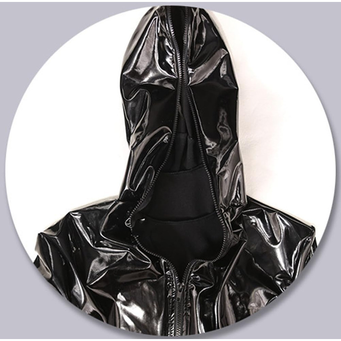 Чоловічий латексний комбінезон з ефектом дзеркала - сексуальний скінні костюм для вечірок та сценічних виступів, чорний