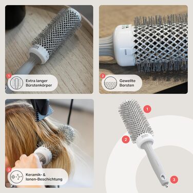 Професійна кругла щітка для укладки волосся Olivia Garden Expert Blowout Speed, 45 мм, біло-сіра
