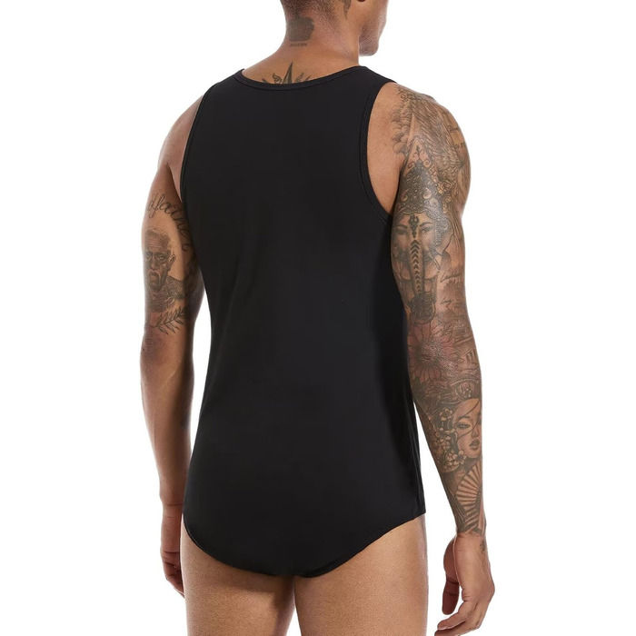 Чоловічий безрукавний боді-піжама Landofgenie з бавовни, чорний, розмір M