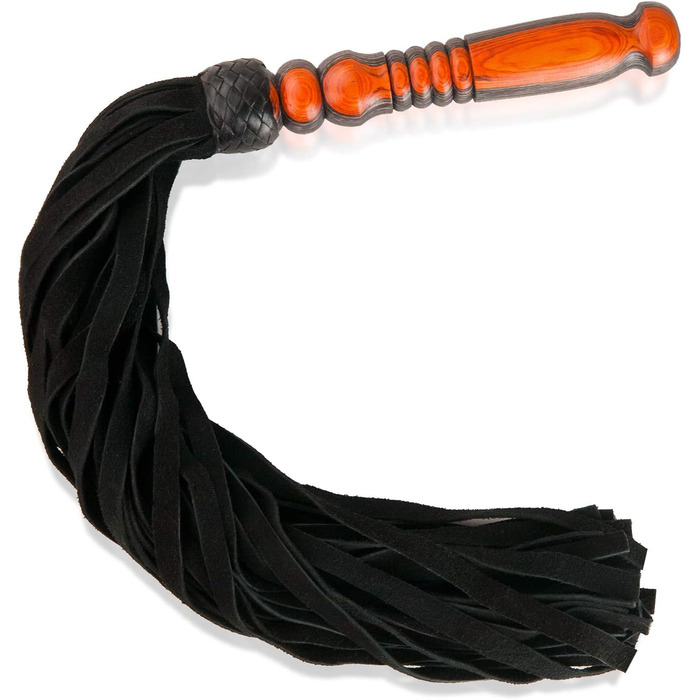 Ручна гефтована батогом з шкіри, 70 см - BDSM, SM, іграшки для дорослих, для чоловіків та домінант - набір для еротики та бондіджу, помаранчево-чорний