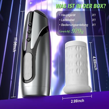 Електричний мастурбатор для чоловіків з 7 режимами вібрації та телескопічною функцією - секс-іграшка, вібратор для пеніса