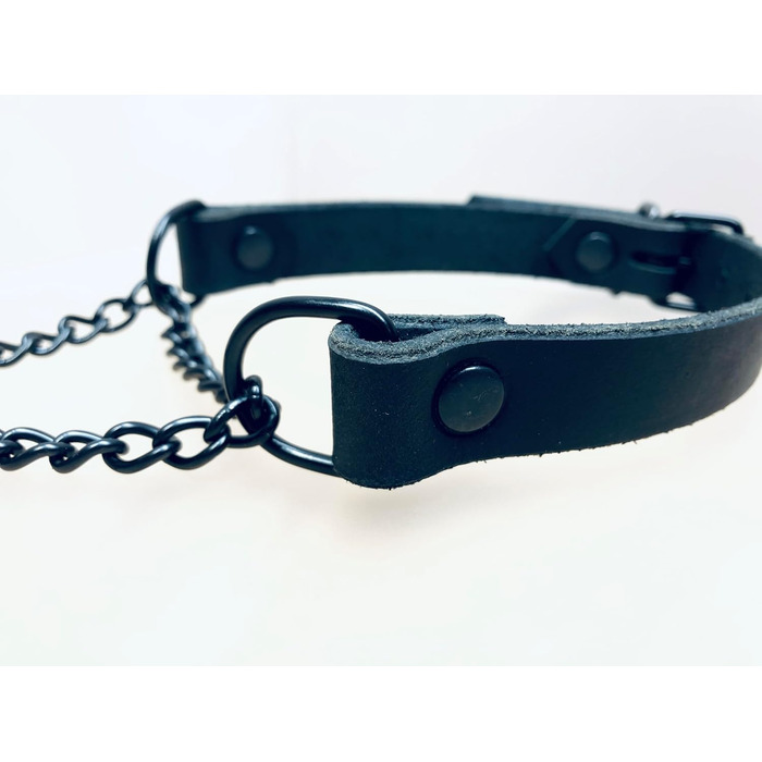 Шкіряне намисто з ланцюгом, готичне намисто з ланцюгом, намисто BDSM (довжина 42-48 см)