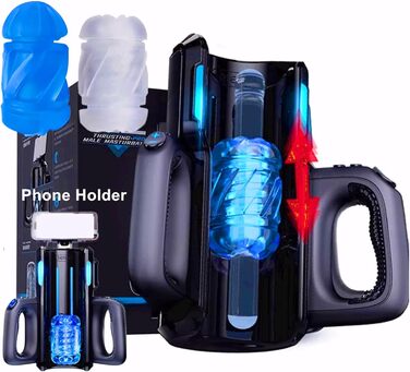 Електричний мастурбатор Leten King Pro з телескопічною функцією, 2 насадки та підставка для телефону