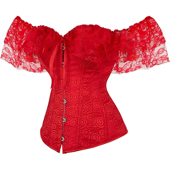 Жіночий корсет-топ CKJ Corage у стилі піратів/готика: вінтажний дизайн, великі розміри, червоний (M)