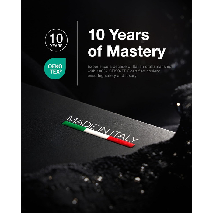 Штани з мереживом Halterlose, 60 Den, еластичні, з силіконом, сертифіковані OEKO-TEX, Made in Italy, чорний (XL)