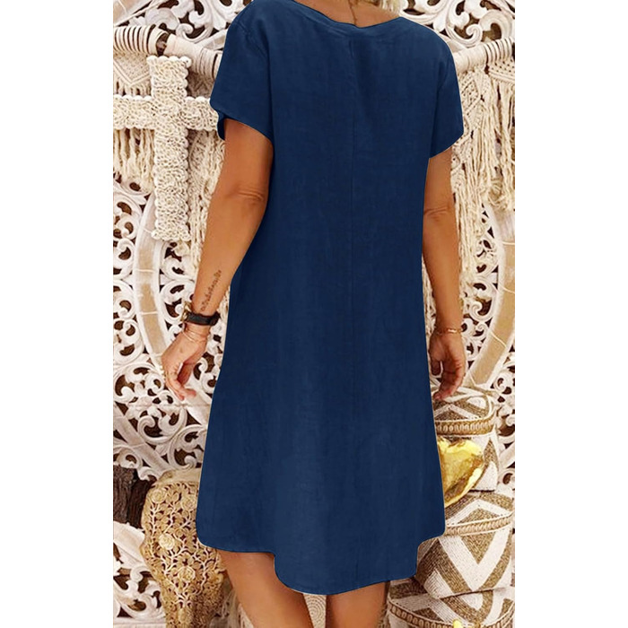 Сукня Tincini Soerkleid льон пляжна A-силует з V-подібним вирізом, розмір S, колір - темно-синій