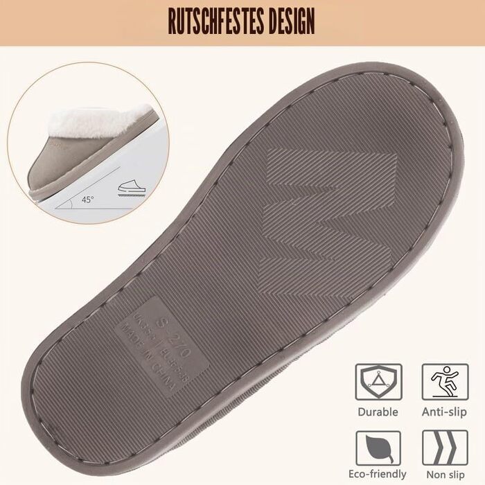Зимові домашні капці унісекс з ефектом пам'яті Memory Foam, теплі та м'які (розмір 40.5/42 EU, колір Santorini)