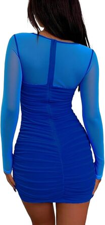 Сукня-футляр ELFIN Daen з квадратним вирізом та рюшами, сапфірово-блакитна, XL