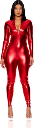 Комбінезон-костюм Forplay з блискавкою та високим коміром, червоний/подорожний, S-M