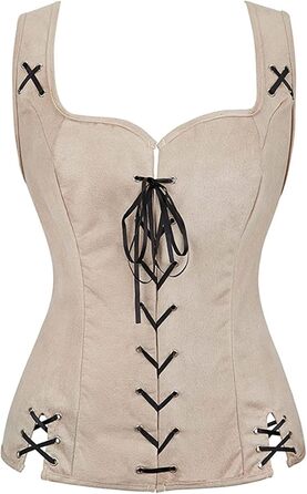 Корсет жіночий корсаж, корсаж у стилі стимпанк, вінтажний готичний корсет, бюстєри стимпанк, корсет на повну груди, шнурування, коректор постави, спідня білизна, топ-корсет, топ-корсет для жінок XL, бежевий