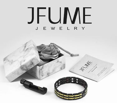 Чоловічий магнітний браслет JFUME, 18K золото з PVD покриттям (чорний та синій), регульований розмір 8,5 дюймів, з інструментом для налаштування