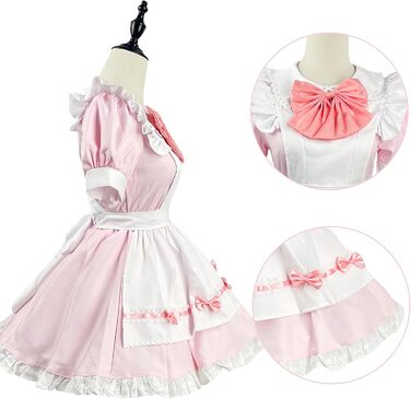 Костюм покоївки FCCAM CCAM: костюм покоївки, костюм служниці, косплей, костюм офіціантки (рожевий, 3XL)