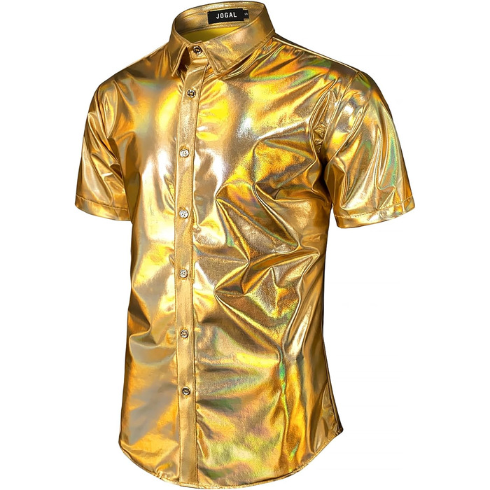 Чоловічий блискучий бронзовий костюм для вечірок JOGAL (золотий блиск, розмір S)