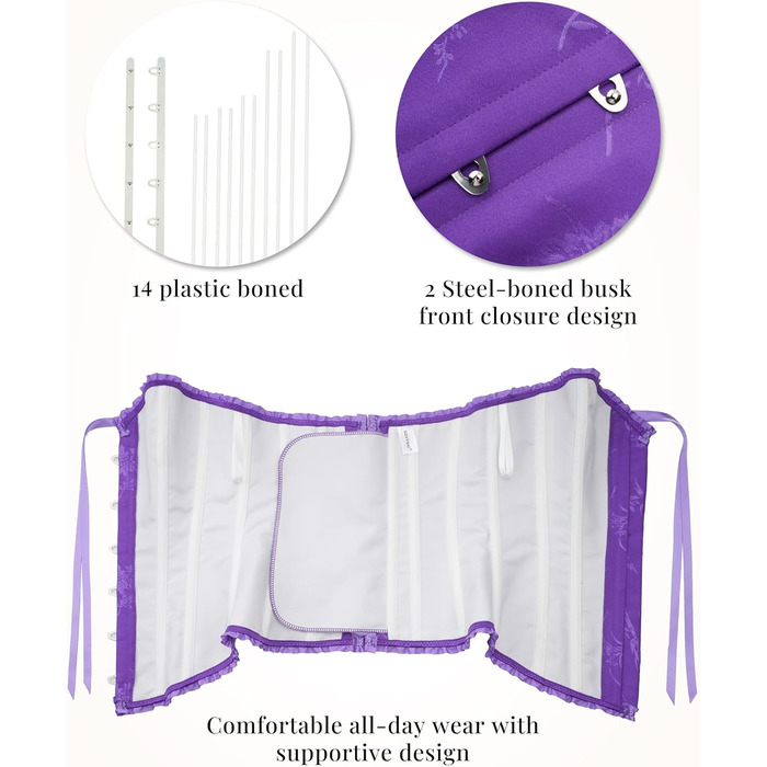 Корсет-топ SZIVYSHI Daen Vollbrust: готичний корсет, бюстгальтер-корсе, вінтажний корсаж (L, ультрафіолетовий)