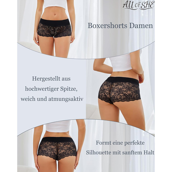 5 шт. жіночі труси великих розмірів, сексуальні панчіхи з мереживом, дихаючі боксери, труси-хіпстери, бавовна, S-3 (Чорний*5, XXL)