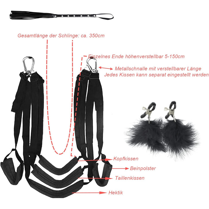 Гойдалка для закоханих підвісна Deluxe з кріпленням, комплект для BDSM ігор (до 100 кг)