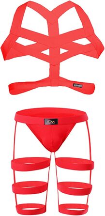 Сексуальний чоловічий комплект для сну: пояс для грудей, стрінги, підтяжки, труси, танга, низька посадка. Комплект для чоловіків. Червоний, універсальний розмір