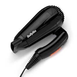 Складаний дорожній фен BaByliss Travel Folding 2000W з універсальною напругою, 2 режими температури та швидкості, чорний/помаранчевий, 5334E