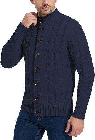 Чоловічий в'язаний кардиган NITAGUT на застібці, теплий зимовий Strickpullover, темно-синій (Navy Blue), приталений крій