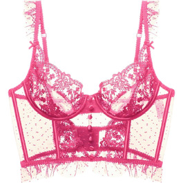 Сексуальний жіночий комплект спідньої білизни: мереживний топ-бюстгальтер без кісточок та прозорі шортики, регульовані бретельки, babydoll, червоний, XL