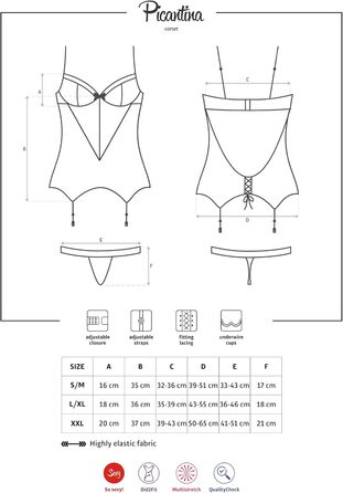 Сексуальний комплект спідньої білизни Obsessive: мереживний корсет та стрінг, подарункова коробка (S-M, чорний)