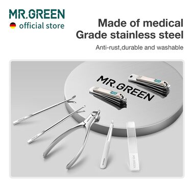 Професійний набір для манікюру та педикюру MR.GREEN 7 в 1, інструменти з нержавіючої сталі в шкіряному чохлі (PU), колір 2