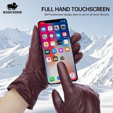 Жіночі зимові рукавички з кашеміром, сенсорні (Touchscreen), підбиті хутром, червоні, розмір L