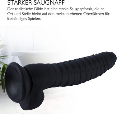 Реалістичний жіночий дилда G-Punkt 22см, MOCOYA з потужним присоском, чорний | Іграшки для дорослих