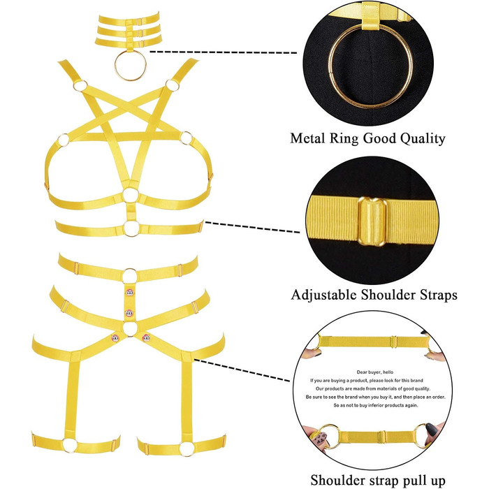 Жіночий корсет-нагрудник у стилі панк, повна клітка, мереживний бюстгальтер та пояс-стрінг, комплект, Харадзюку, готичний, фестивальний, рейв-стиль (помаранчевий, жовтий)