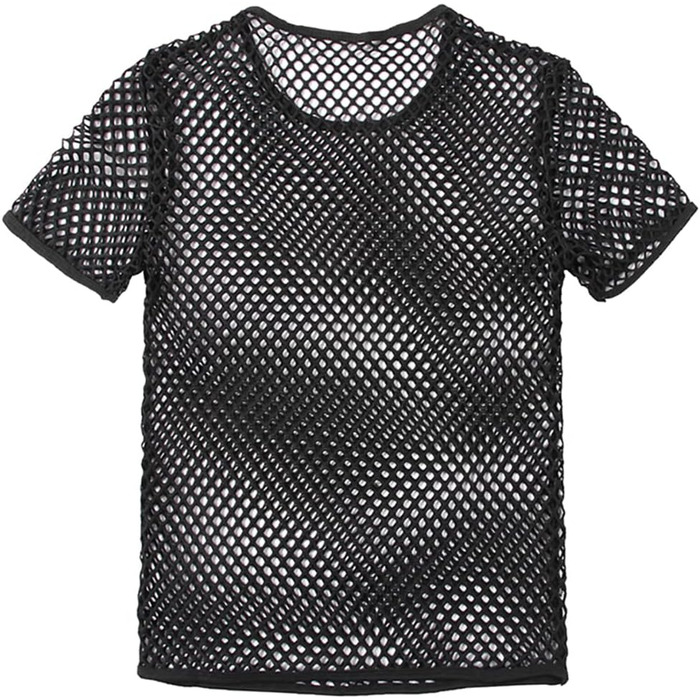 Чоловіча сітчаста футболка з прозорим дизайном, сексуальна сорочка для нічного клубу, стильна футболка в стилі стрітвір